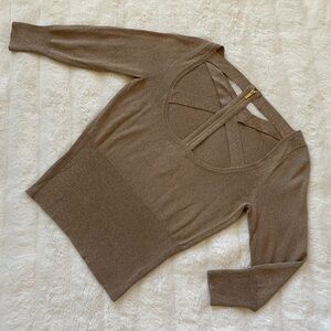 Cache Brown Long Sleeve Top